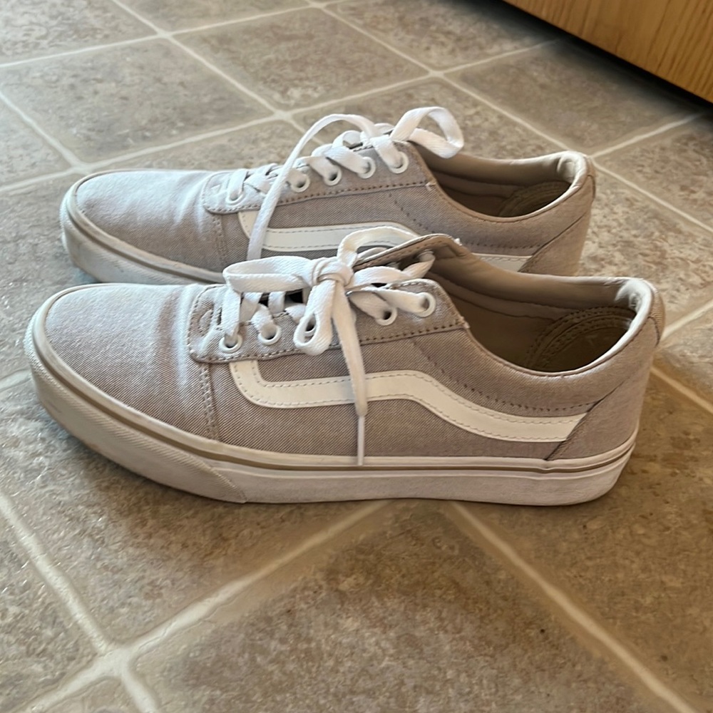 Very gently worn tan van sneakers